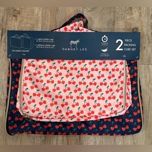 Dabney Lee Cherry Print Travel Cube Set - Pink and Navy